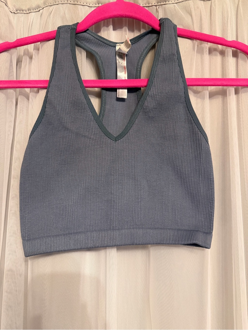 FP Movement by Free People Ribbed V-Neck Racerback Bralette - Slate
